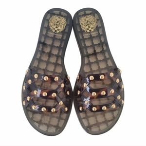 VINCE CAMUTO Slip on slides nwot VP Carron Tortoise Jelly Slides